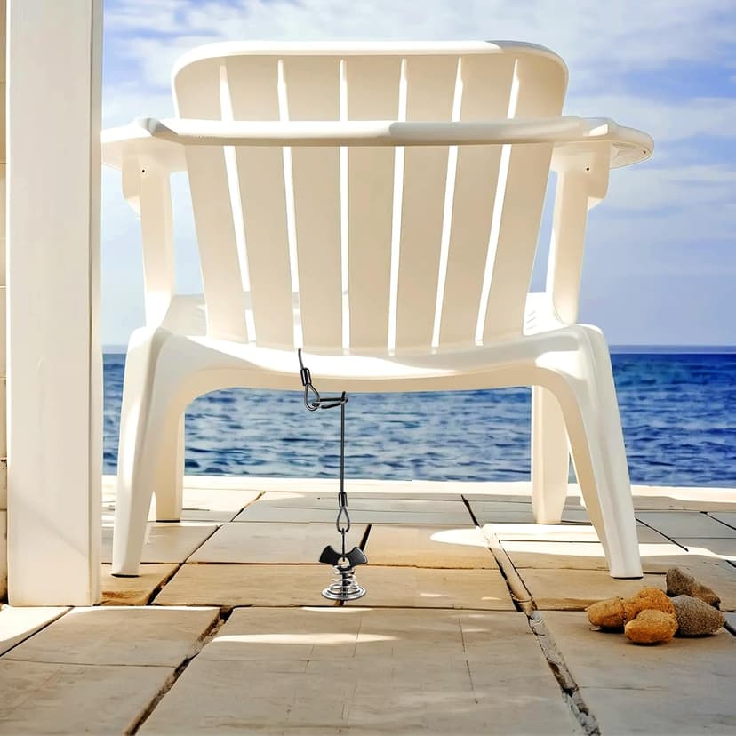 Deck or Dock Anchors for Gap Between Boards - Outdoor Furniture Deck Anchor Marine Grade Stainless Steel Fishbone Deck Anchor Pegs with Carabiners Easily Reposition Chair, Table, Grill and Kayaks