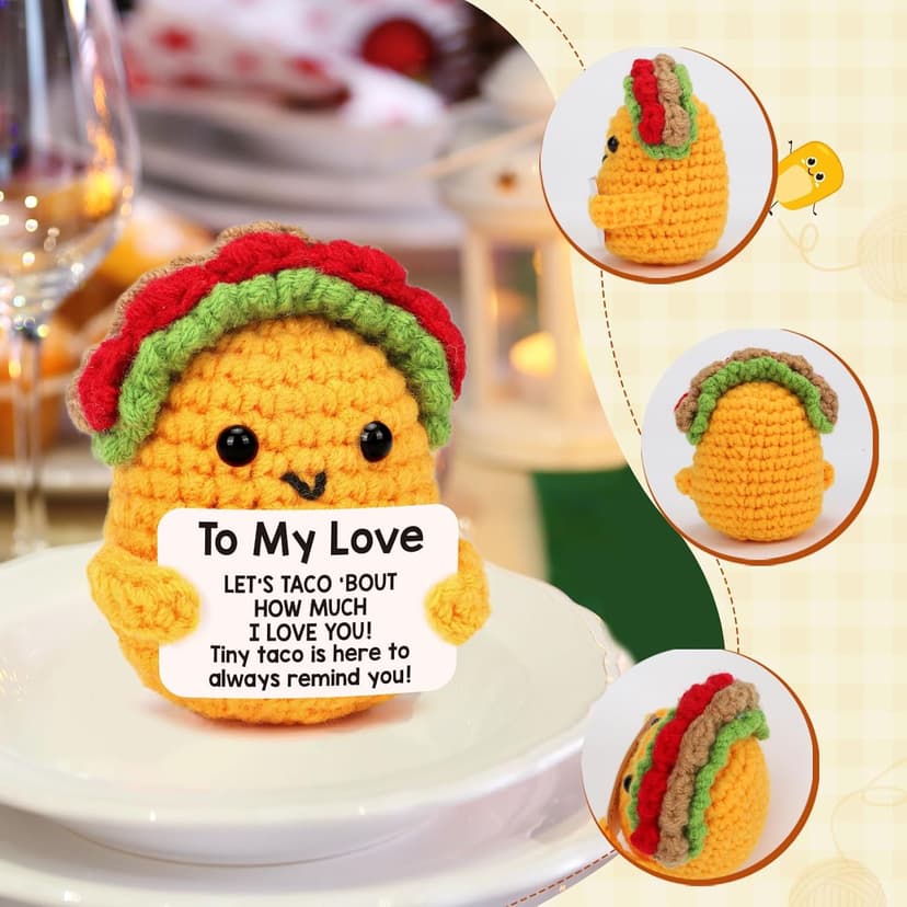 Boyfriend Husband Anniversary I Love You Gifts for Her Him Women Girlfriend Wife Birthday Unique Gift Idea, Handmade Crochet Taco Couples Romantic Valentines Christmas Small Wedding Gifts - To My Love