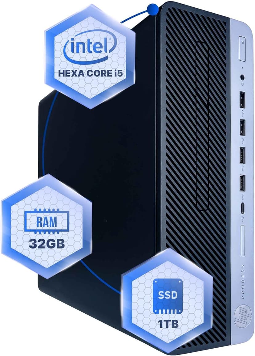 HP ProDesk 600G4 Desktop Computer | Hexa Core Intel i5 (3.2) | 32GB DDR4 RAM | 1TB SSD Solid State | Windows 11 Professional | Home or Office PC (Renewed)
