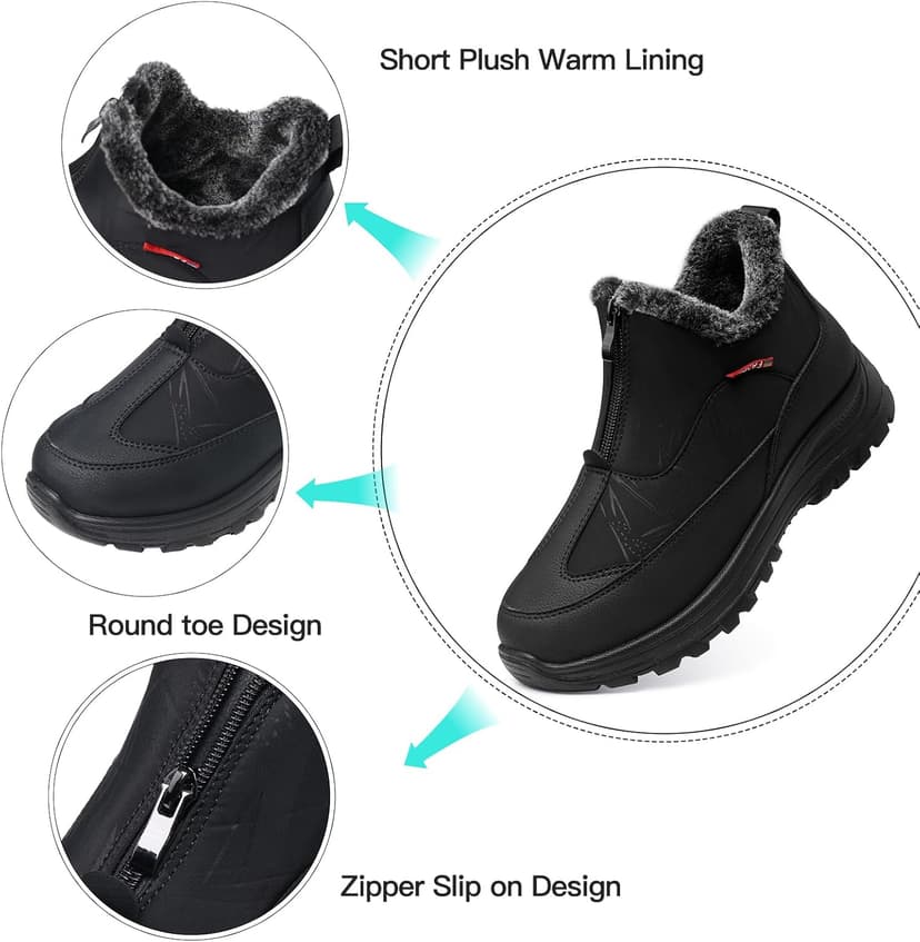 TEMOFON Winter Snow Boots for Women: Waterproof Warm Fur Lined Walking Outdoor Ankle Booties Slip on Snow Shoes Size 5-12