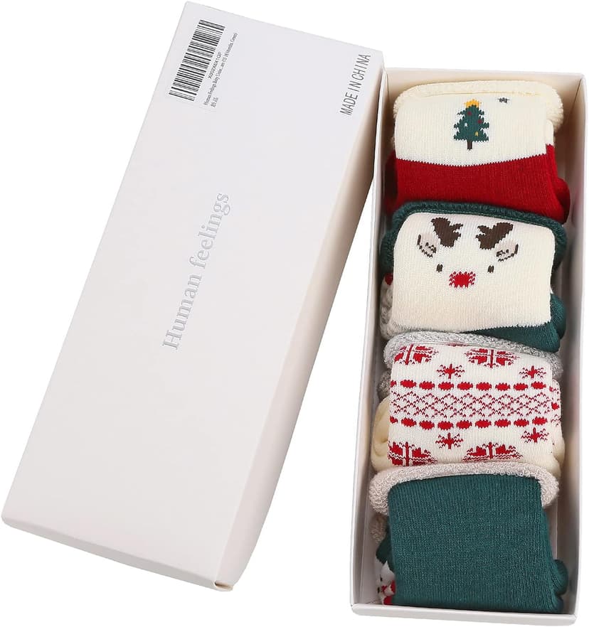 Baby Christmas socks 4 Pack 3-6 -12-18-24 months for boy girl babies Infant cotton fuzzy sock Gifts