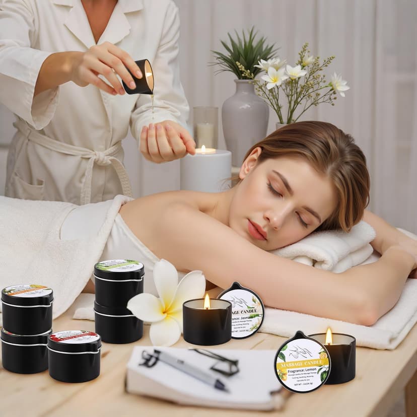 1oz Low Temperature Body Oil Scented Candles for Home Spa & Relaxation 12pcs Massage Oil Candle,Moisturising Natural Soybeans Gift Sets B0G4PYMTJP
