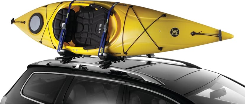 Thule HullaPort Pro - Rooftop Kayak Carrier - Foldable J-Cradle - 75lb Load Capacity - Includes 2 Bow & Stern tie Downs & 2 Straps - Fits Most roof Racks