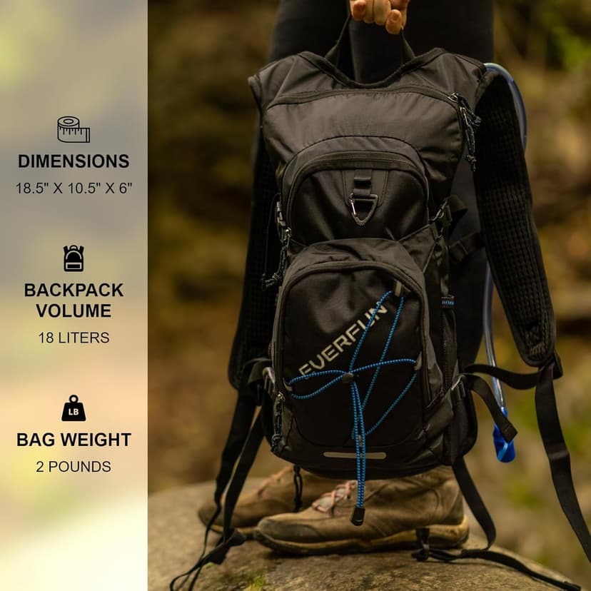 Everfun Hydration Backpack 18L with Water Bladder 2L/3L Hiking Water Backpack Women Men Hydration Pack Insulated Lightweight Day Hydropack with Storage for Hiking, Biking, Running, Festival