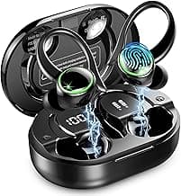 Wireless Earbuds Sports, Bluetooth 5.4 Headphones Hifi Stereo, 50H Playback Over-Ear buds with ENC Noise Cancelling Mic, Earphones with Earhooks, IP7 Waterproof Fitness Headset for Gym Running Workout