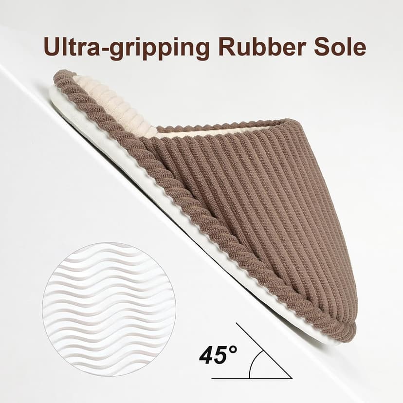 sinceslim Memory Foam House Slippers for Women Indoor Slippers with Non-Slip Rubber Sole Close Toe Slip On Cotton Slippers