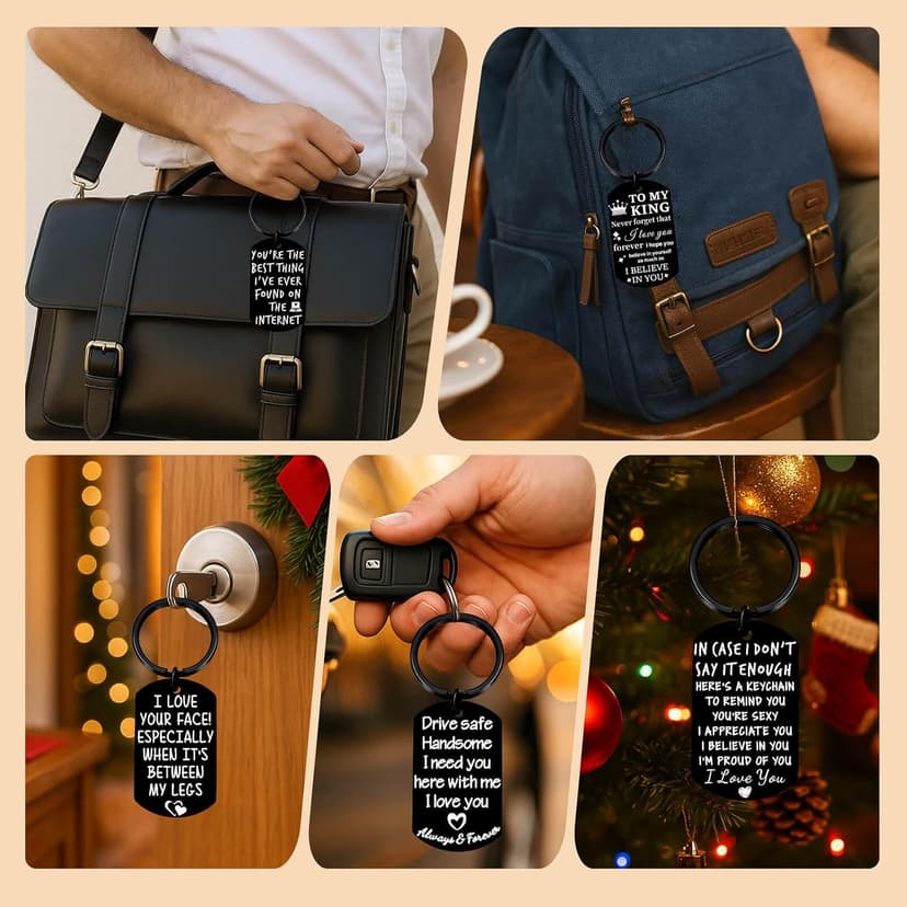 Gifts for husband Boyfriend I Love You Gifts for Him Her Wife Girlfriend Mens Stocking Stuffers, Gift Box, Engraved Keyring Boyfriend Keychain Husband Anniversary Christmas Valentines Birthday Gifts B0DSS766P4