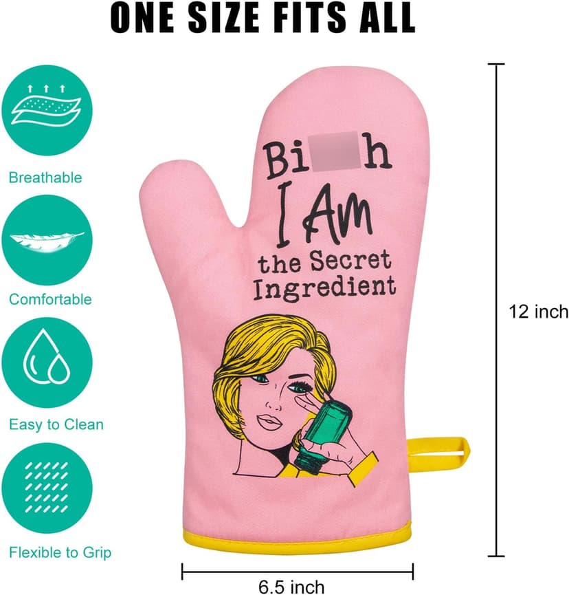 Miracu Oven Mitt, Funny Kitchen Cooking Oven Mitts, Pink Kitchen Accessories, Cute Baker Stuff, Baking Gifts for Women Mom, House Warming Gifts New Home Apartment, for Christmas Birthday Housewarming