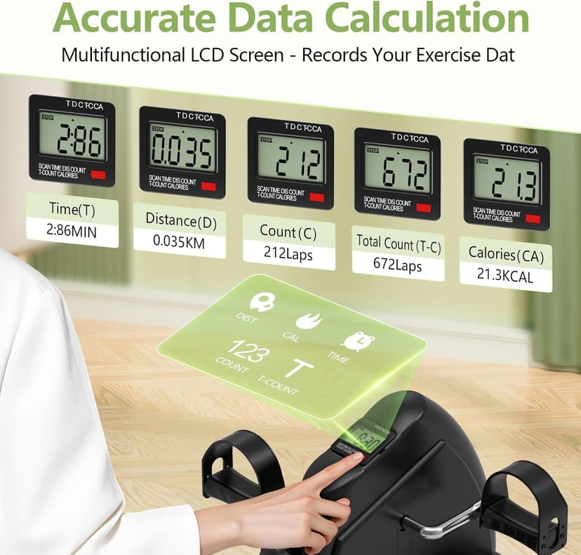 FITKS360 Under Desk Elliptical & Mini Exercise Bike - Seated Electric Leg Exerciser Under Table Oval Electric - Seniors Sit Exerciser Full Assembled Pedal with Remote Control