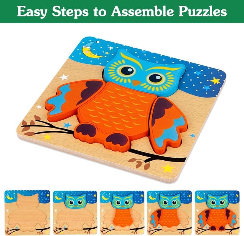 Animal Jigsaw Puzzles for Toddlers Ages 1-3 2-4 - Baby Kids Learning Educational Preschool Toys Christmas Birthday Gifts Wooden Toddler Puzzles Montessori Toys: Gifts for 1 2 3 Year Old Boys Girls B07QG618QT