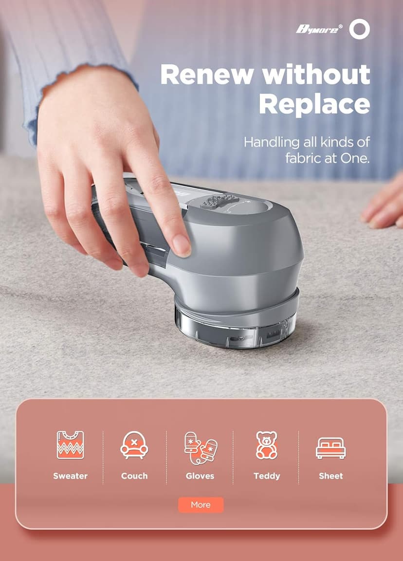 Bymore Fabric Shaver Lint Shaver for Clothes, Dual Power Lint Remover with Battery or Corded Use, Portable Sweater Shaver for Clothing, Furniture & Travel