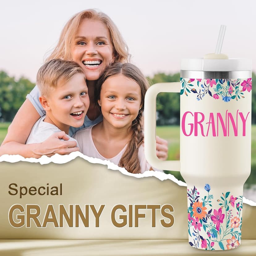 Granny Gifts from Grandkids for Mothers Day Christmas 40oz Travel Cup Insulated Tumbler with Lid & Straw ROSTANTEN Granny Gifts Birthday Gifts for Granny B0FS6SF32M