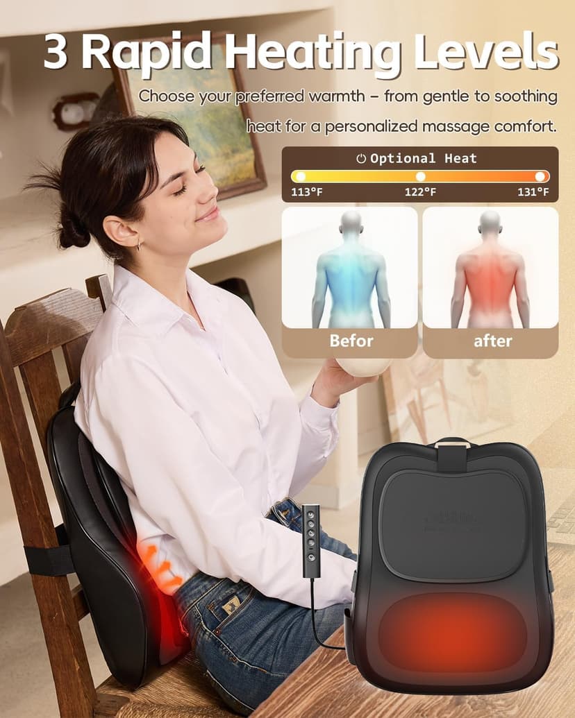 Electric Up&Down Kneading Massage Pillow For Back, Neck, Shoulder, Leg,Birthday Christmas For Women Men Gifts,Home Office Use Back Massager With Heat, Pain Relief For Deep Tissue,3D Lower Back Massager B0H5VGG7JN