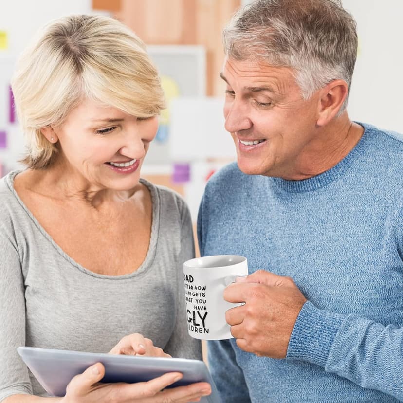 Unique Ceramic Cup Printed on Both Sides Personalized Christmas Birthday Father’s Day Presents for Dad Husband Stepfather Fathers Day Dad Gifts 11oz Funny Coffee Mug for Dad from Daughter Son Wife B09C8JJFL2