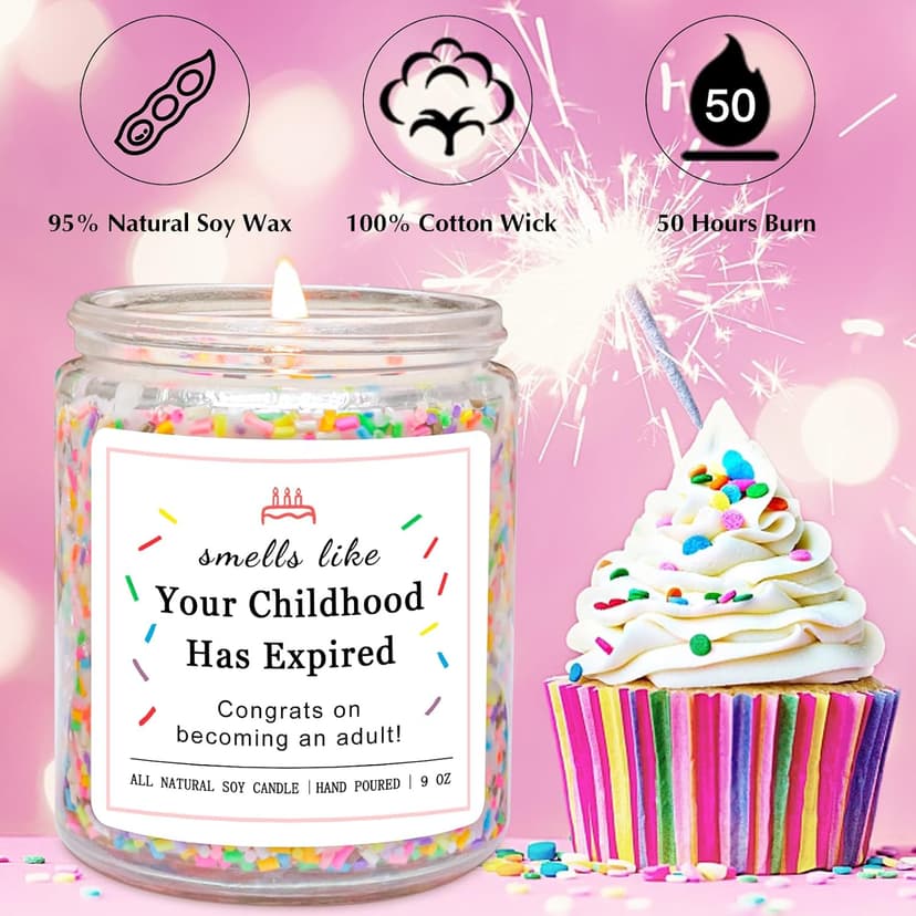 18 Year Old Birthday Gifts for Daughter, Friend, Sister, Niece, Creamy Vanilla with Sprinkles Homsolver 18th Birthday Gifts for Girls, 18th Birthday Decorations Candle B0DCB8F4K5