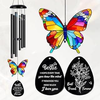 Best Friend Birthday Gifts for Women, Bestie Birthday Gifts for Women, Friendship Gift for Woman, Unique Bestie Gift Ideas for Woman Female Friend BFF, Butterfly Home Decor, Bestie Wind Chimes B0G1X9K44Y