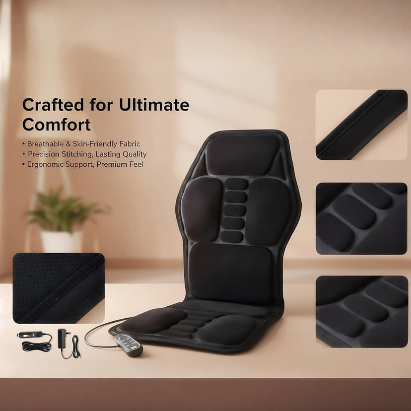 Vibration Back Massager with Heat, Seat Massager with 9 Vibrating Motors & 5 Modes, Chair Massager Cushion, Massage Pad for Chair, Office, Gifts for Mom