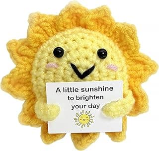 Emotional Support Sunshine with Inspiring Affirmation Card, Thoughtful Stress Relief Present, Cute Birthday Gift for Coworker Handmade Positive Energy Crochet Sun Gift for Women & Men Office Desk Decor B0FMWRB7JH