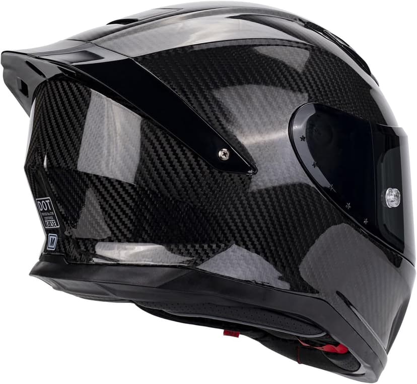Carbon Fiber Full Face Motorcycle Helmets with Spoiler Sport Touring Street Motorcycle Helmet - Bluetooth Ready Speaker Pockets
