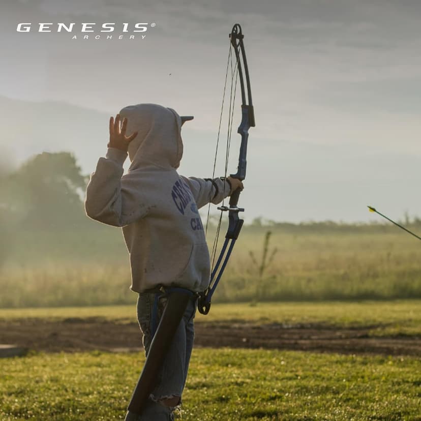 Genesis Gen-X Lightweight Compound Bow, Archery Hunting Bow for Adults w/Adjustable Riser, Cam Draw Weight, & Length, Draw Hand - Right, Black