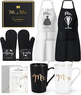 Wedding Gifts for Couples 2026 Bridal Shower Gift for Bride To Be Engagement Gifts for Couples Newlyweds His and Hers Mr and Mrs Gift for Anniversary Marriage Matching Couple Stuff Basket with Aprons B0FDWQF2FW