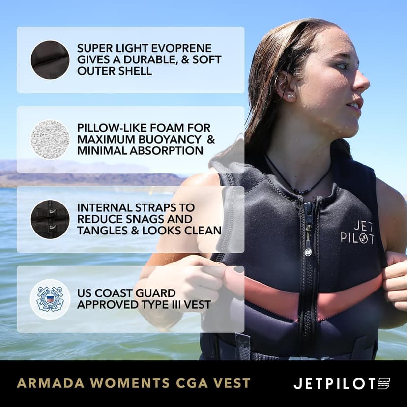 Jetpilot Women’s Lifevest. Armada Neoprene Coast Guard Approved Life Jacket PFD