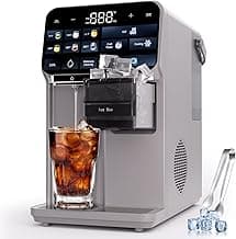 Ice Maker Water Filter Dispenser, 3 in1 Countertop Instant Hot & Cold Water, Ice Water Dispenser with ice Box, 7 Temperature & 5 Dispensing Volume Options Portable No Installation.