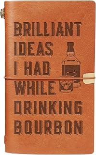 Gifts for Bourbon Lovers, Whiskey Lovers, Engraved Refillable Journal Sketchbook, Lined Planner, Travel Notebook Bourbon Gifts for Men, Leather Journal Notebook for Bourbon Lover B0GCZNYDV2