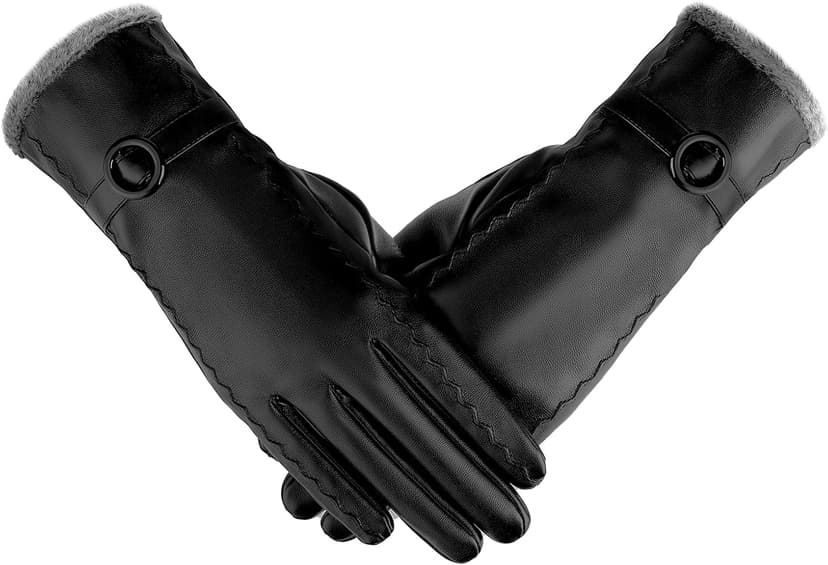 Trifabricy Leather Gloves for Women - Womens Leather Winter Gloves, Warm Lined Touchscreen Winter Glove for Cold Weather