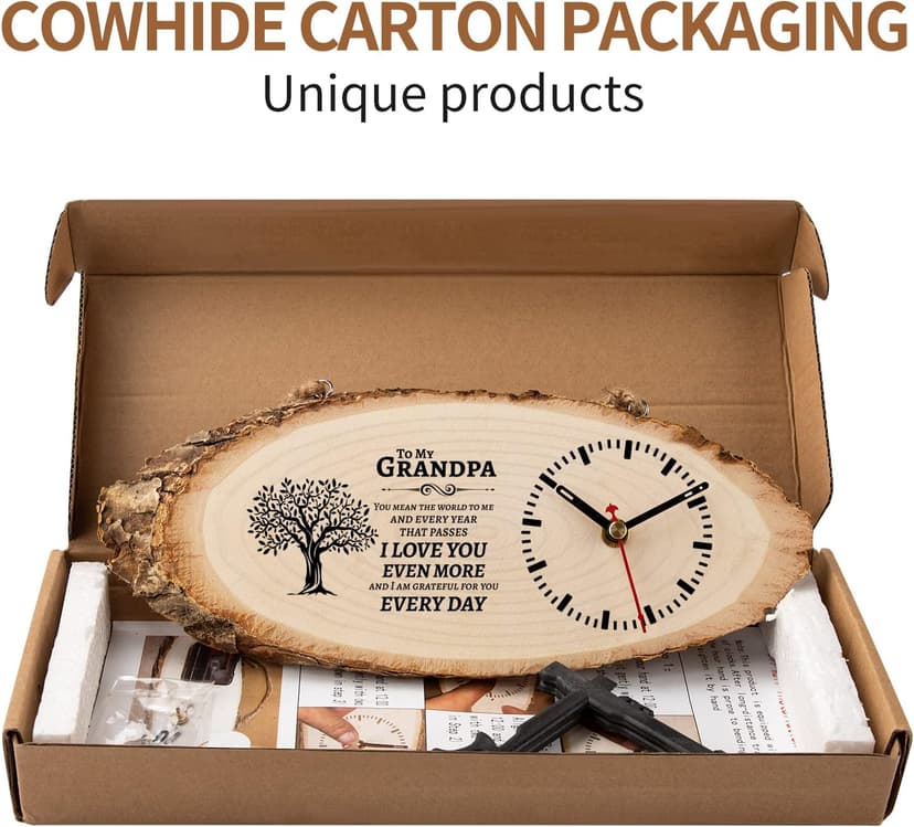 BeauGift Gifts for Grandpa Wooden Clock, Birthday Gifts for Grandpa from Granddaughter Grandchild, Best Grandpa Ever Gifts to My Grandpa Gifts