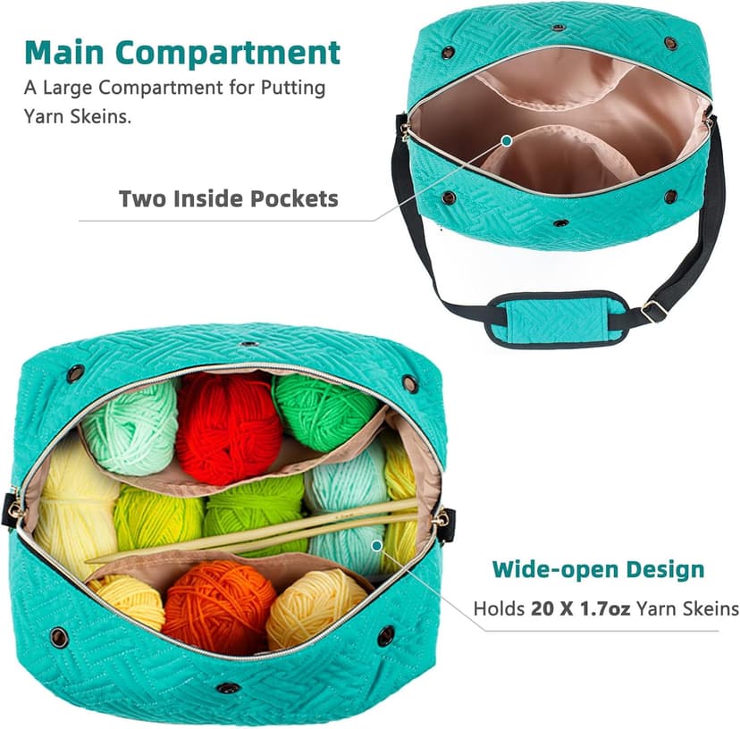 Crochet Bag Organizer - Knitting Bag - Yarn Storage Organizer - Yarn Bag for Crocheting - Yarn Holder for Crochet Accessories, Knitting Needles, Crochet Hooks, Crocheting & Knitting Gifts,