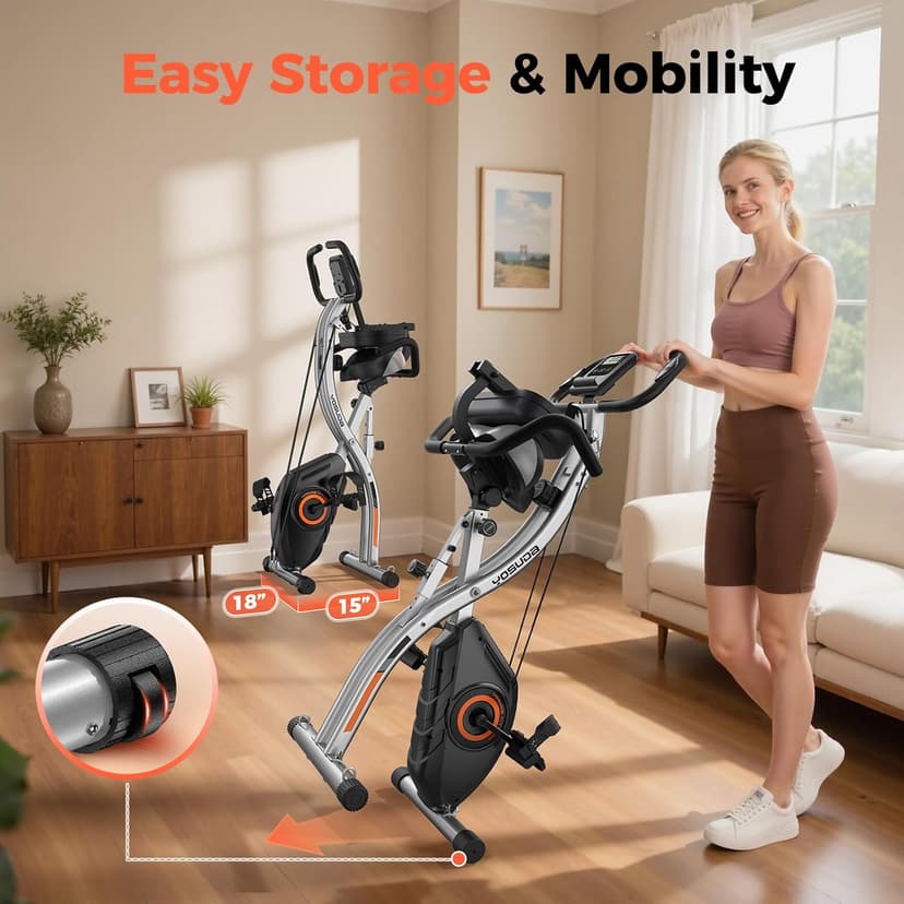 YOSUDA Folding Exercise Bike - Foldable Stationary Bike for Home Gym Workout