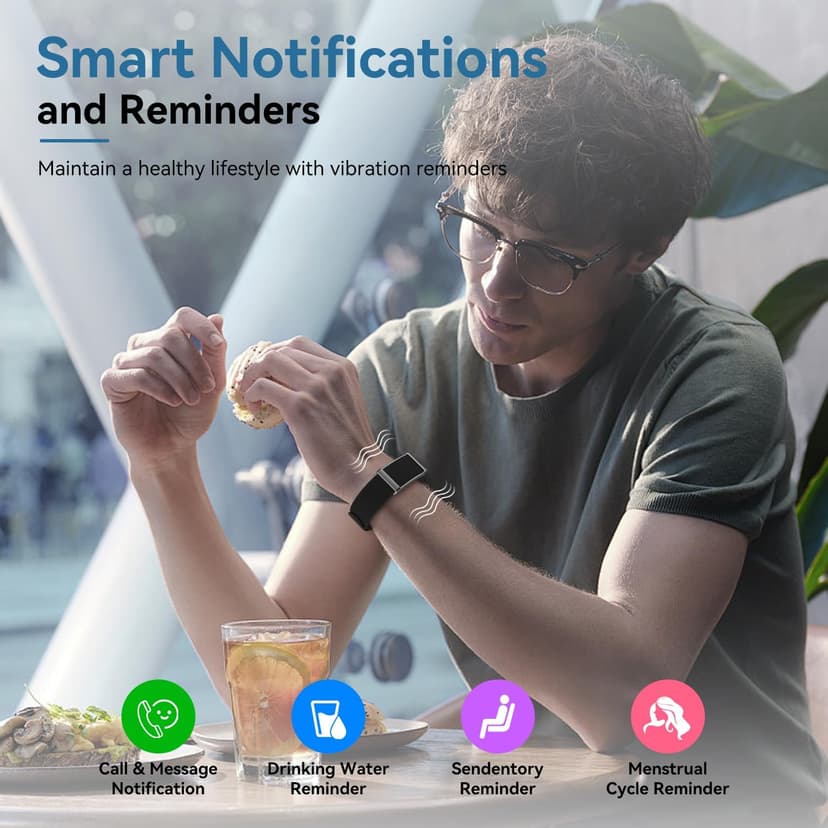 Smart Bracelet for Men Women，Health Activity Fitness Trackers with Continuous Heart Rate Monitor, 24/7 Sleep Tracking, 120+ Sport Modes, 30-Day Battery Life,Includes 2 Replacement Bands(Black)