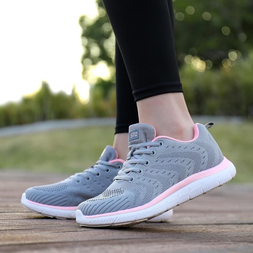 STQ Tennis Shoes Womens Sneakers Breathable Mesh Walking Shoes Arch Support Orthopedic Athletic Workout Gym Running Shoe for Travel Jogging Sports Cross Training
