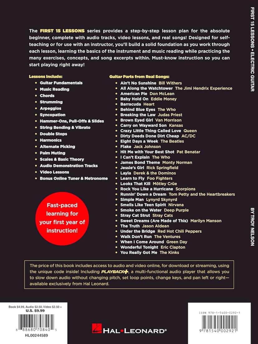 First 15 Lessons – Electric Guitar - Beginner’s Guide with Online Audio and Video – Learn Guitar Fundamentals, Chords, Strumming and Popular Songs 