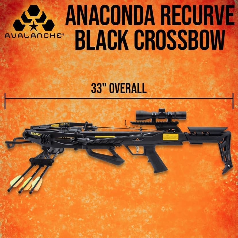 AVALANCHE Thunderstruck Blade Crossbow with Scope - Composite Stock, Fiberglass Limbs, Aluminum Barrel, Picatinny Rail, Anti-Fire Safety, 175-LB Draw-Weight, 340 FPS, Use for Hunting Game - Length 36”