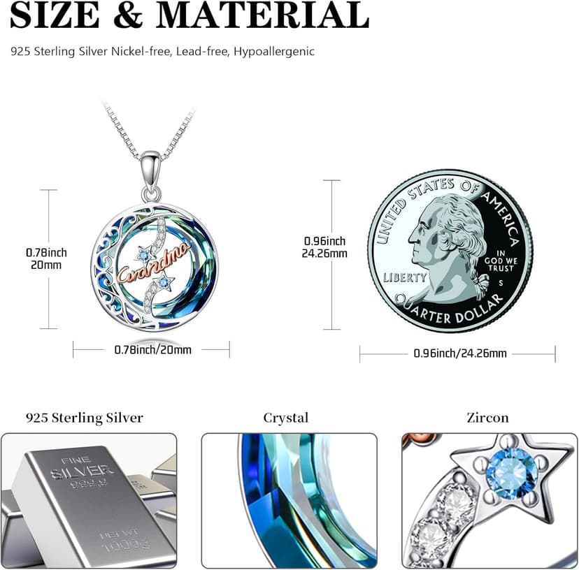 925 Sterling Silver Necklace Gifts for Women Crystal/Opal Jewelry Pendant Christmas Birthday Gift B0F3H4W55B