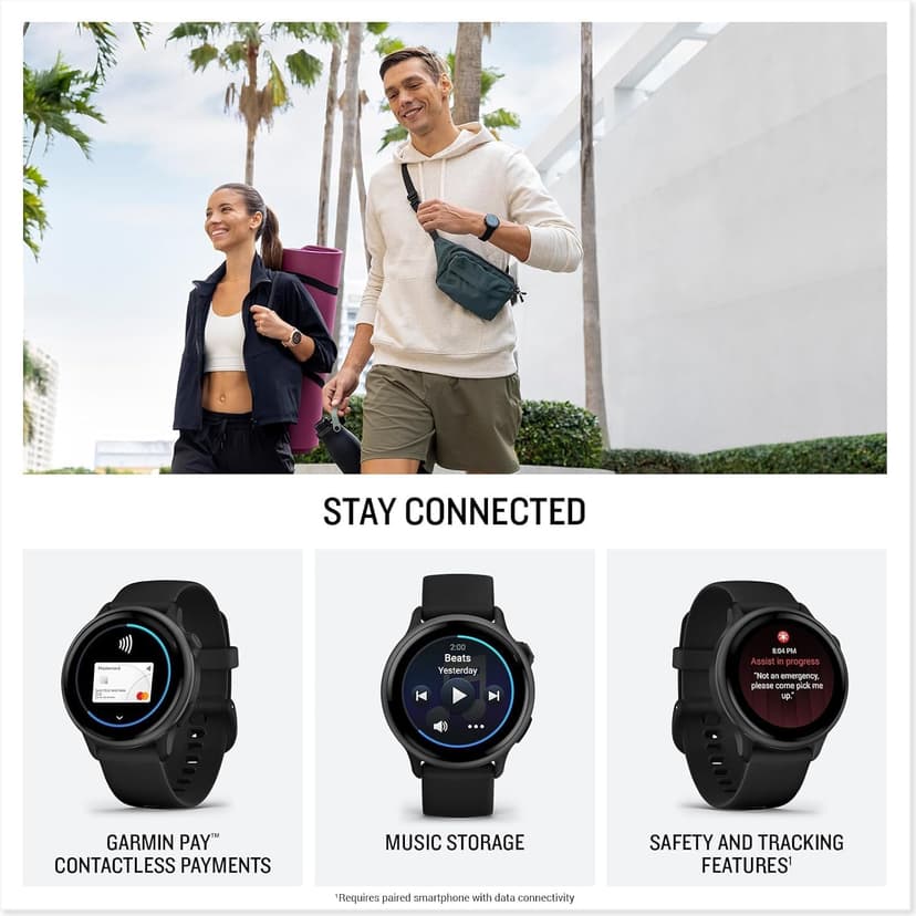 Garmin vivoactive 6 GPS Smartwatch with AMOLED Display, Slate | Advanced Health and Fitness Features, Up to 11 Day Battery, Energy Monitoring, Sleep Coach | with Signature Series Power Bundle