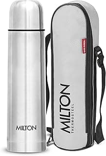 Milton Thermosteel Flip Lid 500, Double Walled Vacuum Insulated Thermos 500 ml | 16 oz | 24 Hours Hot and Cold Water Bottle with Cover, Stainless Steel, BPA Free, Leak Proof | Silver