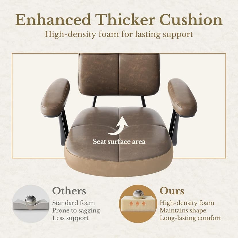 Drafting Executive Chair, Tall Office Chair with Padded Flip-Up Armrests, Mid-Back Cushioned Seat, 360° Swivel Rolling Computer Desk Chair for Standing Desk & Home Office, Vintage Brown