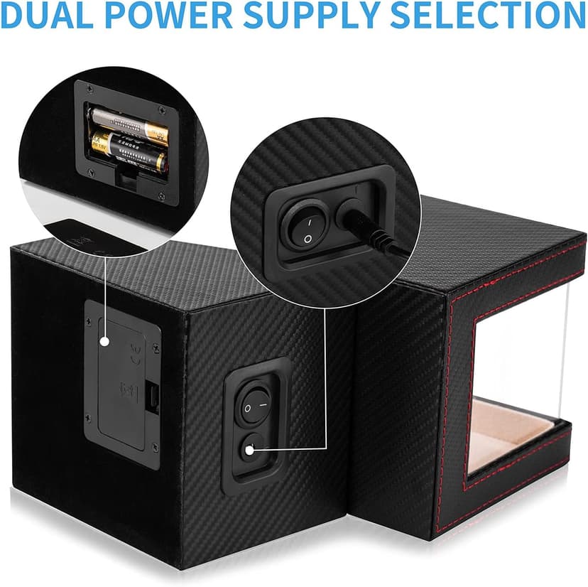 Efaithtek Automatic Single Watch Winder for Automatic Watches,Rotating Watch Case with Japanese Quiet Motor，AC Adapter or Battery Powered
