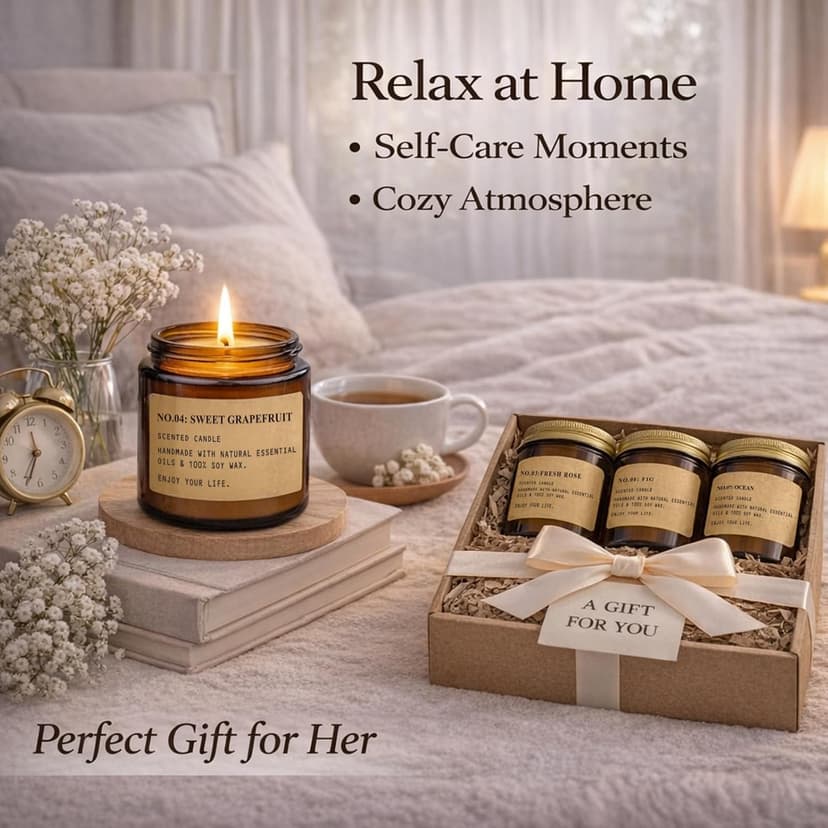 8 Pack Candles for Home Scented,Aromatherapy Jar Candle Gifts for Women, Natural Soy Wax Amber Candle Set, Scented Candles Set for Birthday Valentine Mother's Christmas Day Present