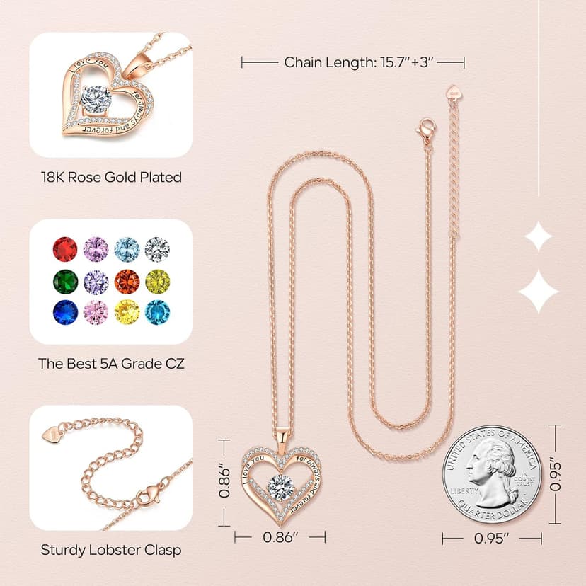 18K Rose Gold Necklaces for Women Birthday Gifts for Women Jewelry for Women Birthday Gifts for Wife Girlfriend Daughter Wife Birthday Gifts for Anniversary Mothers Day Christmas Valentines Gifts