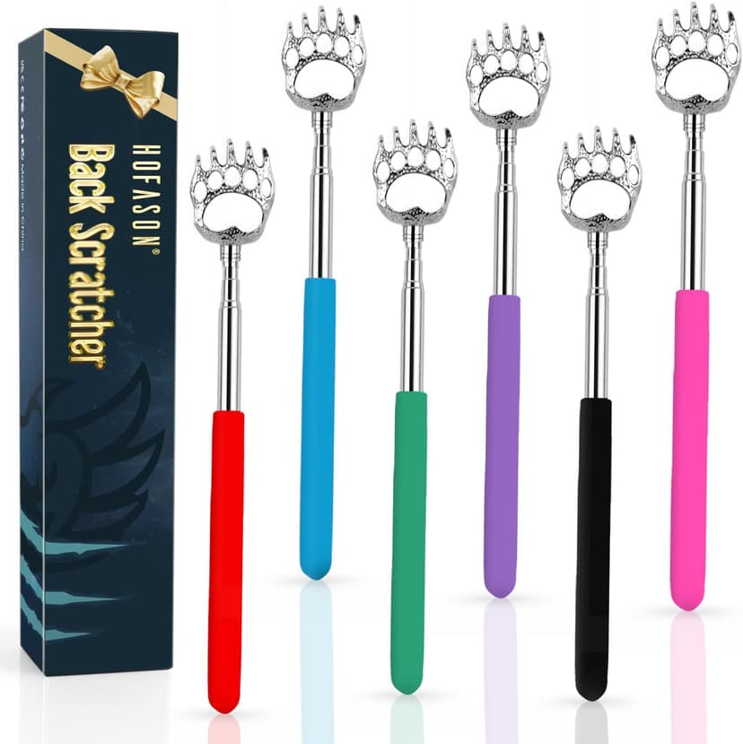 HOFASON 6 Pack Back Scratcher Fathers Day Dad Gifts, White Elephant Gifts for Adults, Stocking Stuffers for Men Women Teens, Prizes for Adults, Extendable Bulk Back Massager for Thanksgiving Birthday
