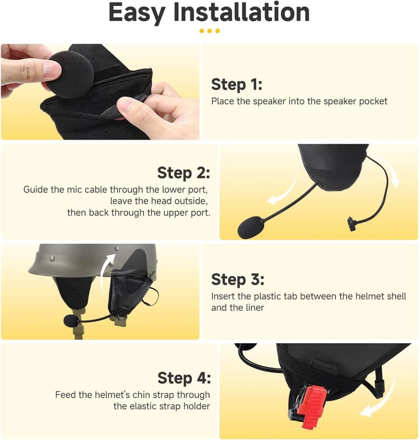 Moman HEB Half Helmet Speaker Pockets, Ear Pads for Motorcycle Helmet Headset Motorbike Headphone Helmet with Narrow or Wide Straps Blocks Wind Noise & Cold