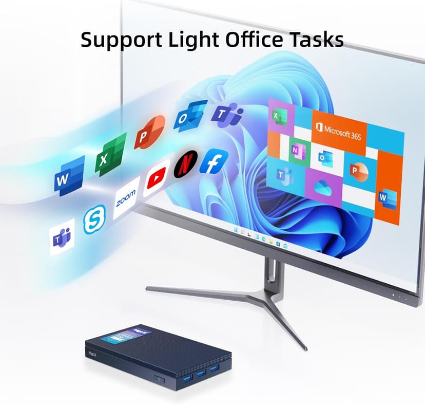MeLE Fanless Mini PC Quieter3Q 11th Gen N5100 8GB 128GB, Micro Computer WiFi 5 Small Desktop Service with USB-C PD, Gigabit Ethernet, Dual HDMI 4K, Auto Power on, PXE Support M.2 SSD