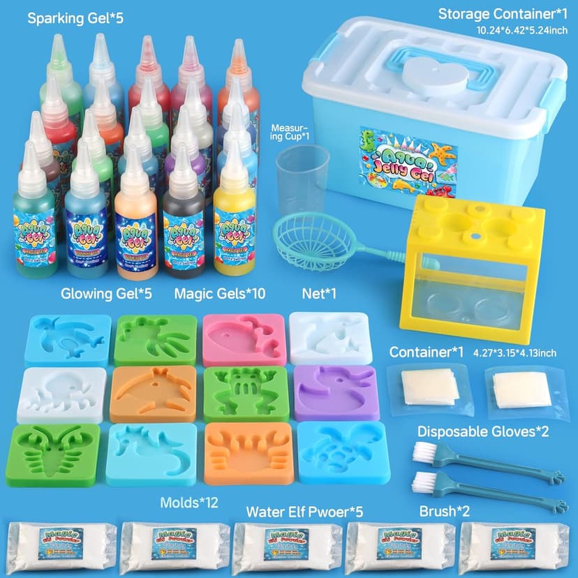 wookidel Magic Water Elf Toy Kit, Aqua Fairy Water Gel Kit with 20PCS Magic Gels and Animal Molds, Gift for Christmas, Easter, Birthday,Creative Art Craft Kits for Girls Boys 6 7 8 9 10 Year Old