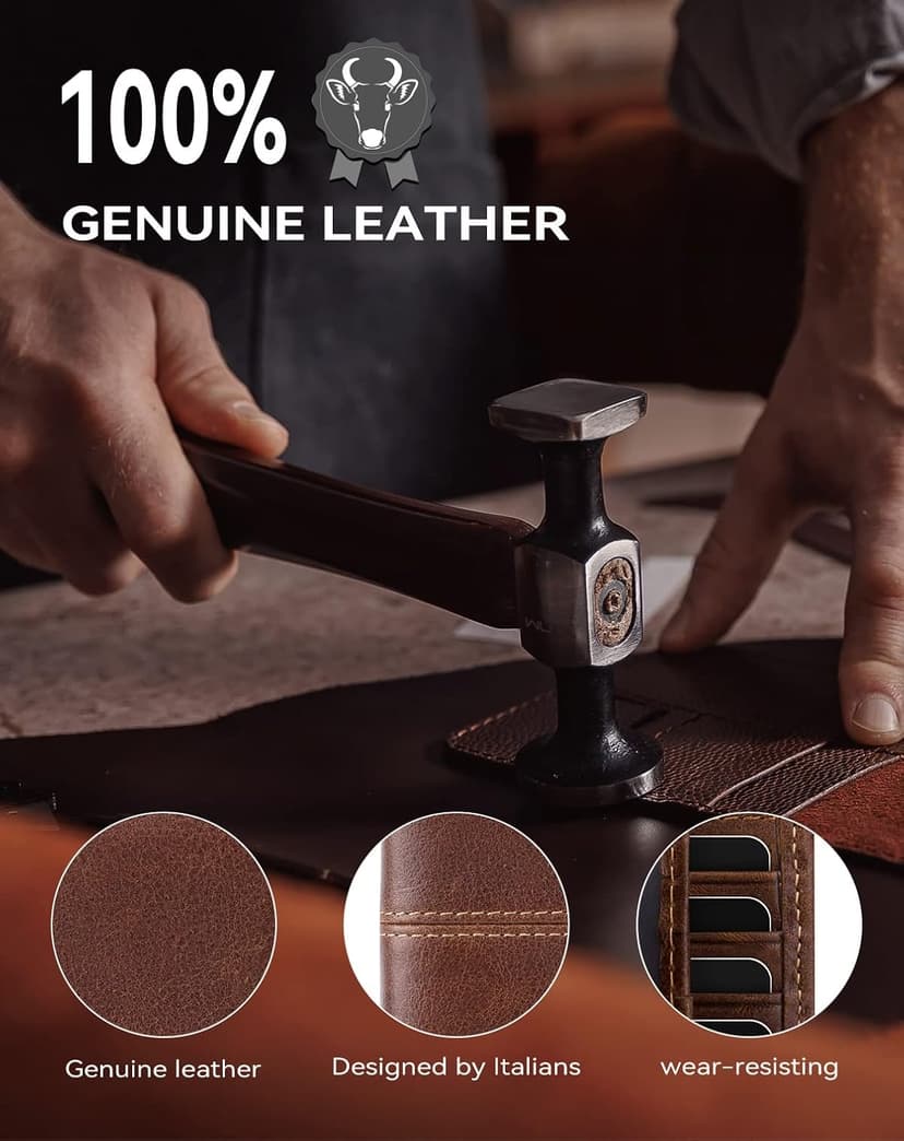 Swallowmall Leather Wallet for Mens Genuine Leather RFID Blocking Bifold Wallets with 1 ID Window 15 Card Slots