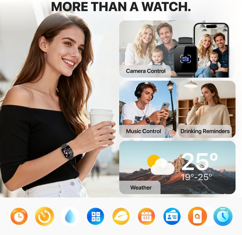 Smart Watch for Women Men,(Answer/Make Call) 1.83'' HD Fitness Activity Tracker Smartwatch for Android iPhone iOS Compatible,IP68 Waterproof Step Counter Watch with Sleep Monitor/120+ Sports Modes