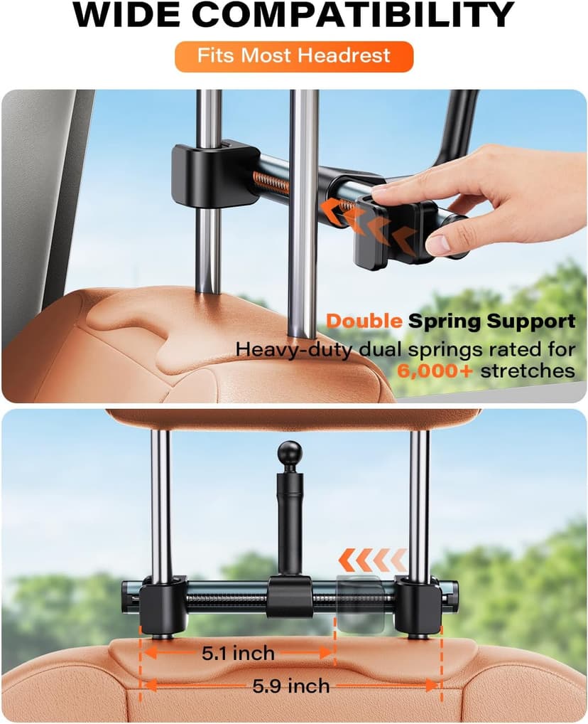 A2C Bow Hanger for Truck, Aluminum Headrest Bow Hanger Set with 6.5" Foldable Arm to Hold & Protect Bow, Truck Bow Holder Holds Recurve/Compound Bows & Hunting Gear fits Truck/SUV/Car